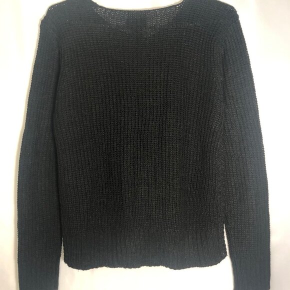 POOF New York V-Neck Tie Front Black Sweater Size M - Picture 8 of 12